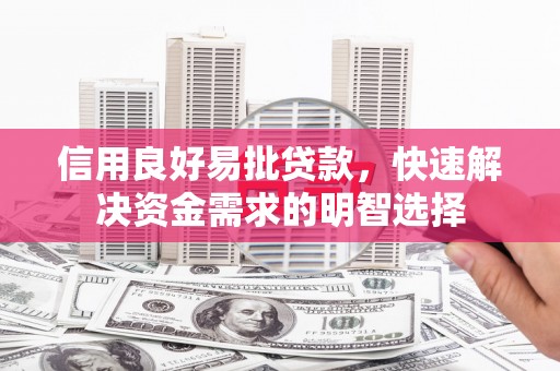 乡城信用良好易批贷款，快速解决资金需求的明智选择