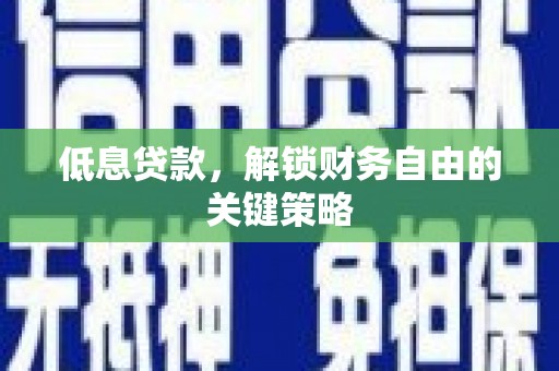 纳溪低息贷款，解锁财务自由的关键策略