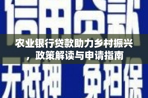 星子农业银行贷款助力乡村振兴，政策解读与申请指南
